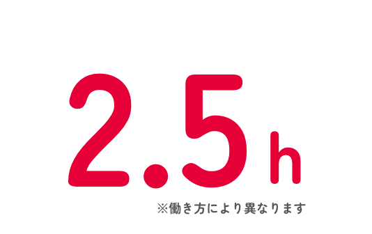 平均残業時間の統計：月平均2.5時間